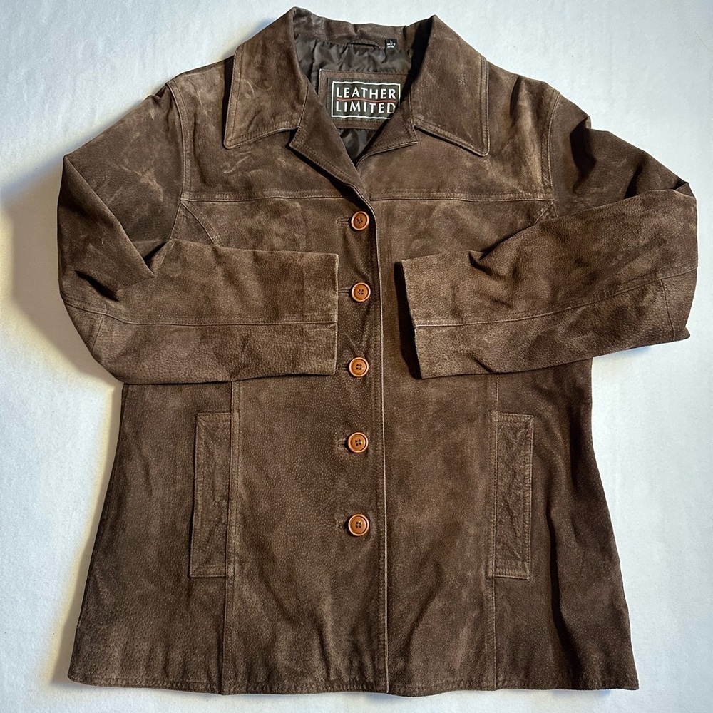 Limited Leather Women’s Brown Leather Jacket Western Button Front Size Large